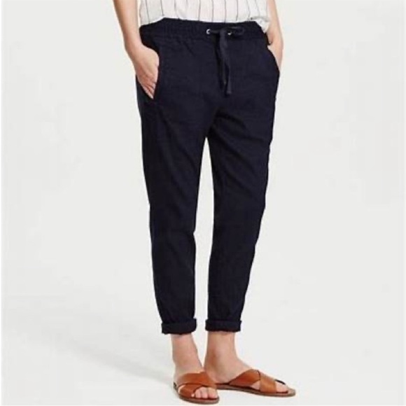 Lou & Grey 100% Linen Joggers Navy Size Small - Picture 1 of 8